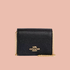 Coach Mini Wallet on Chain Leather 