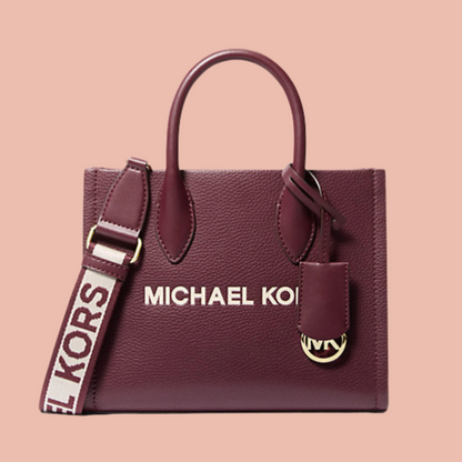 Michael Kors Mirella Medium Shopper Top-Zip Crossbody in Leather Burgundy