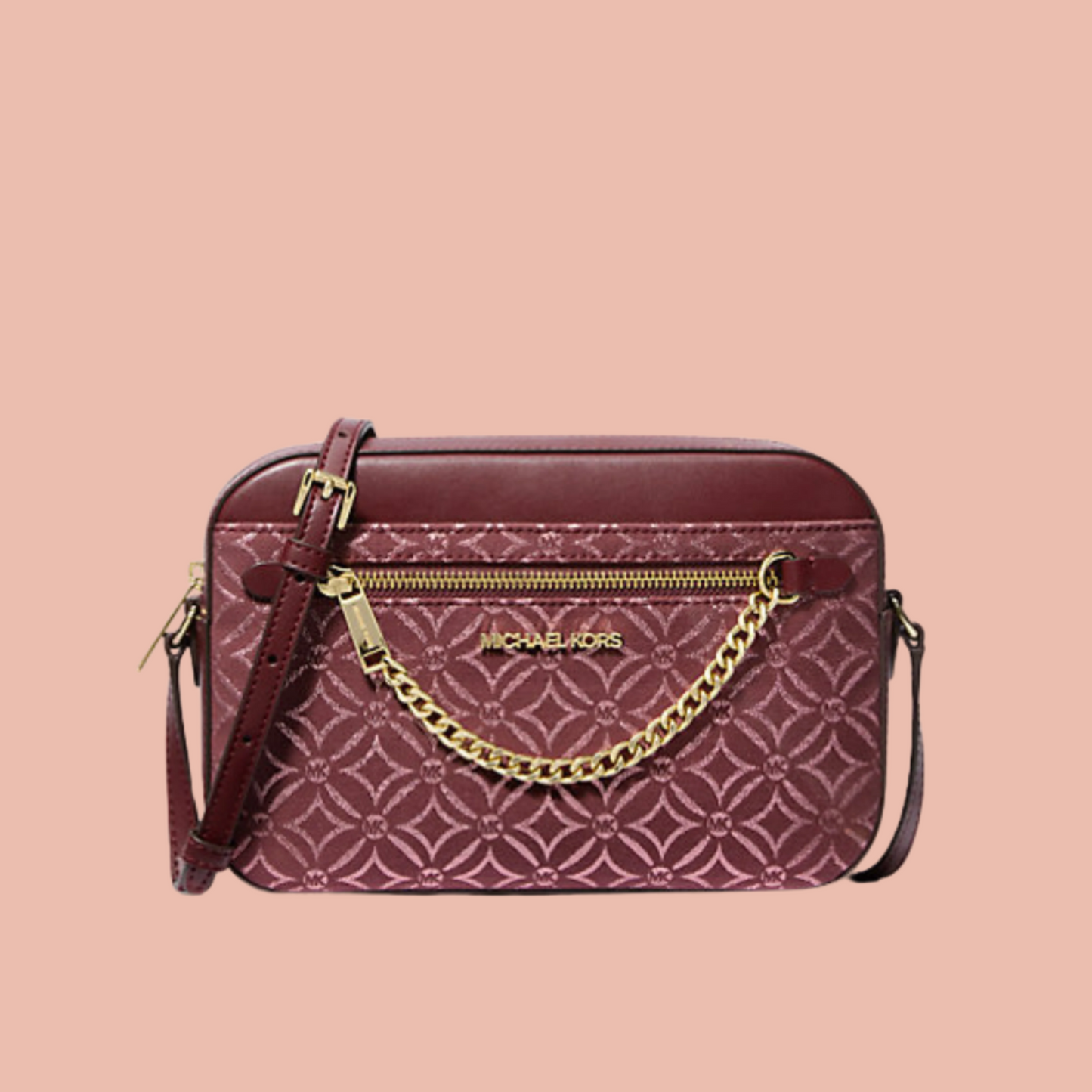 Michael Kors Jet Set Large East-West Zip Chain Crossbody in Burgundy
