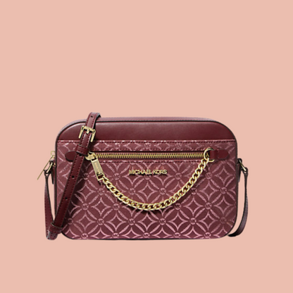 Michael Kors Jet Set Large East-West Zip Chain Crossbody in Burgundy
