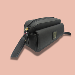 Tommy Hilfiger Kiara II Flap Leather Camera Crossbody in Black