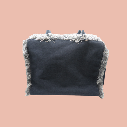 Karl Lagerfeld Margot Fringe Zip Canvas Tote Jeans