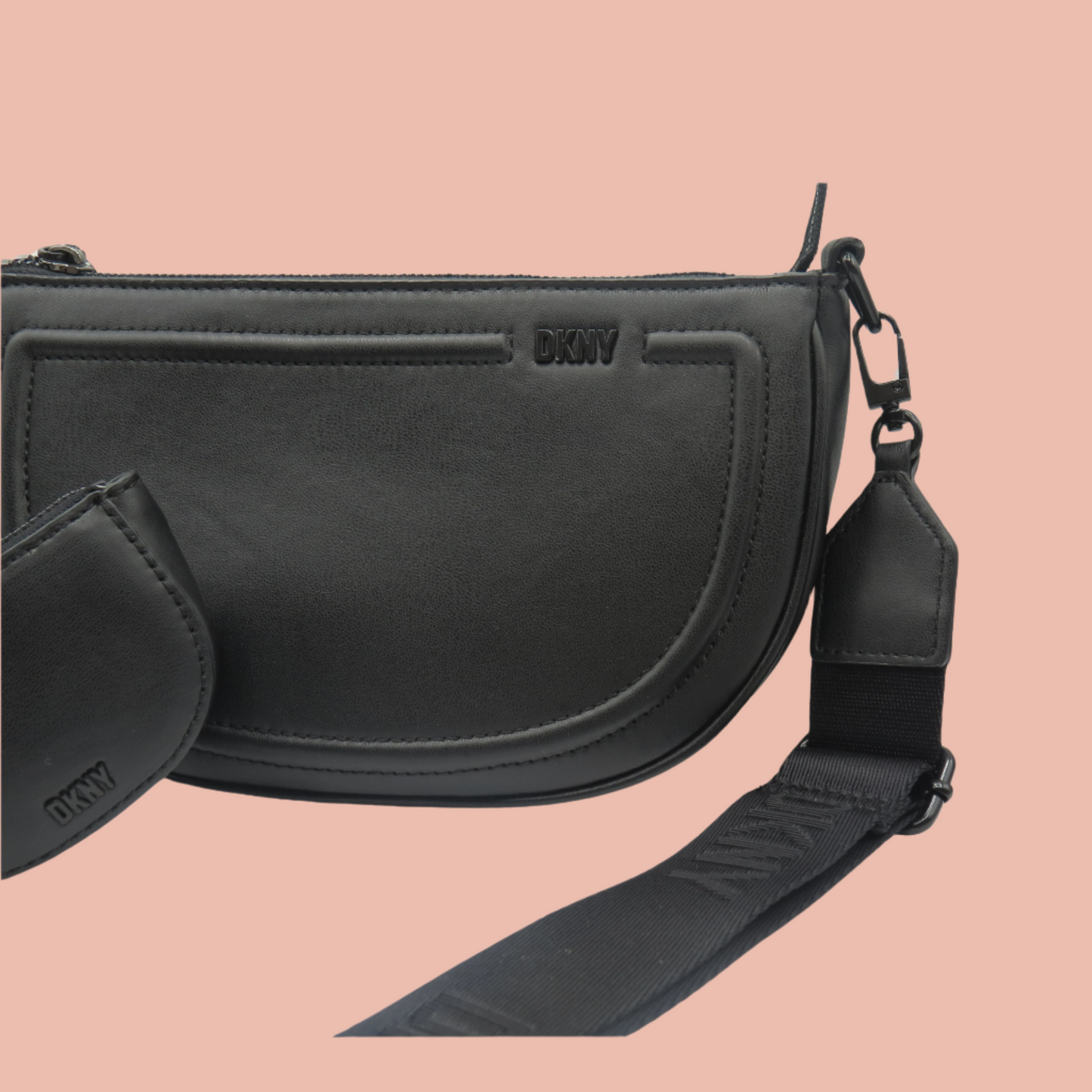 DKNY Orion Leather Crossbody Wallet on Strap Black