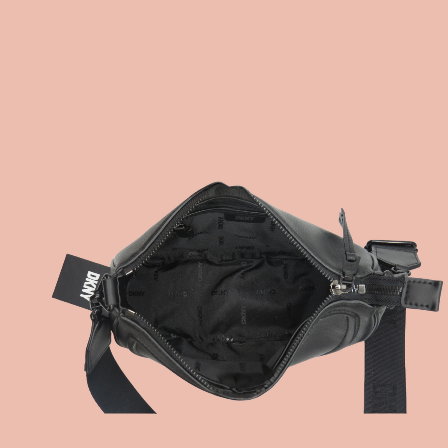 DKNY Orion Leather Crossbody Wallet on Strap Black