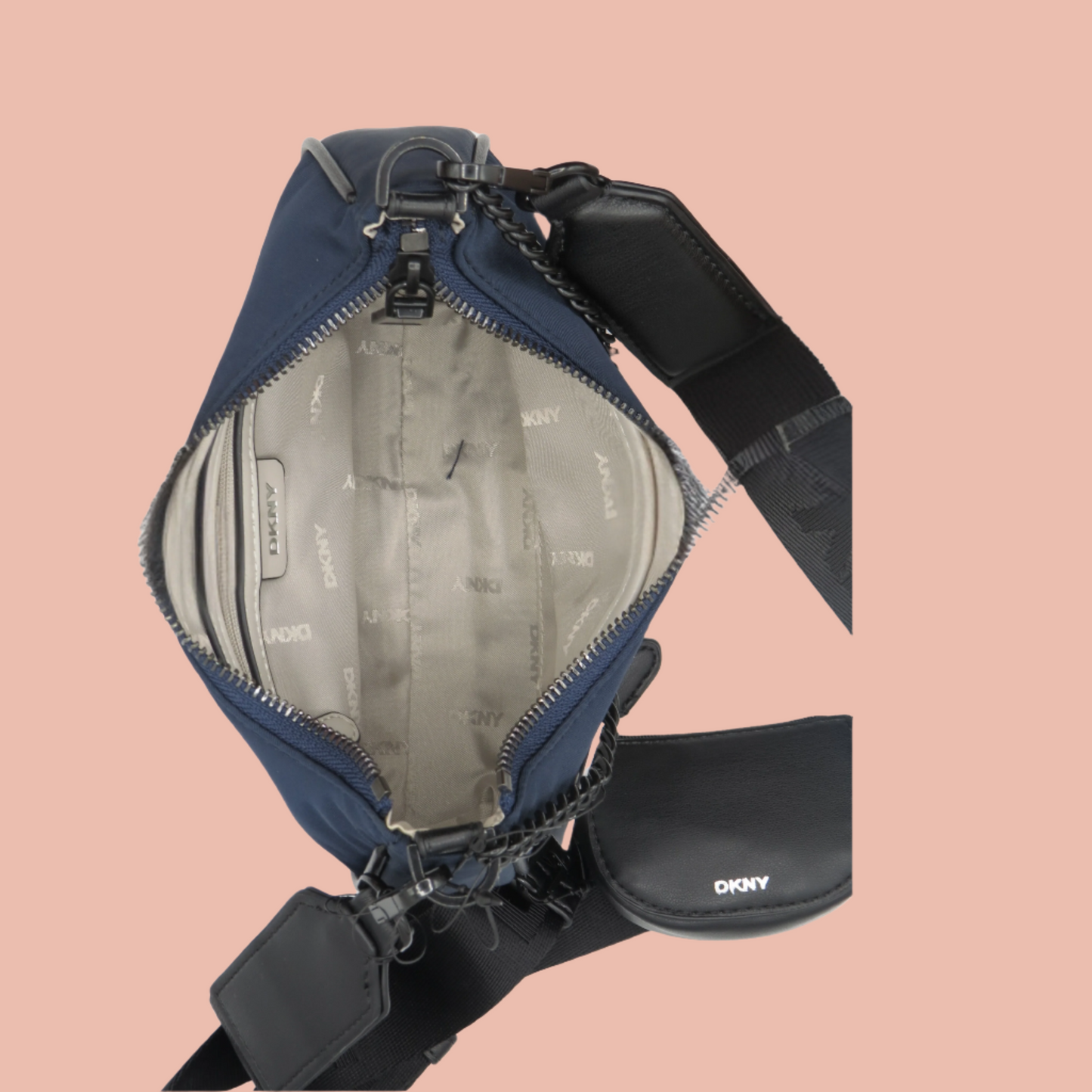 DKNY Cairo Medium Crossbody Wallet on Strap in Navy