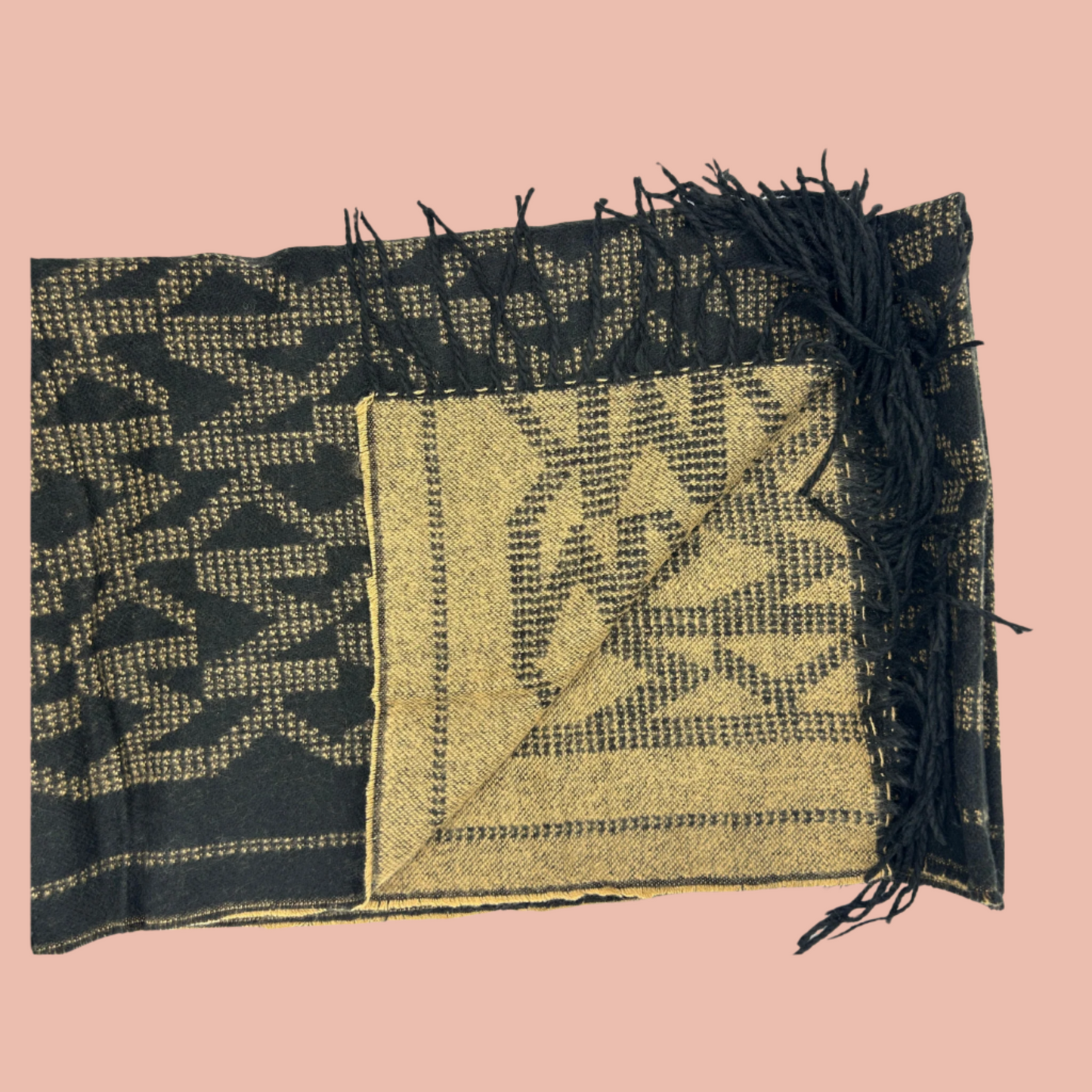 Michael Kors Black and Camel Pattern Scarf