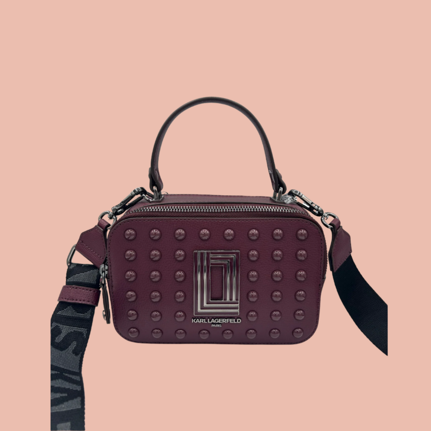 Karl Lagerfeld Burgundy 2-Zipper Crossbody