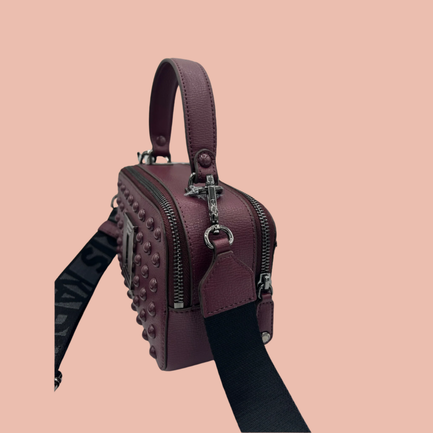Karl Lagerfeld Burgundy 2-Zipper Crossbody