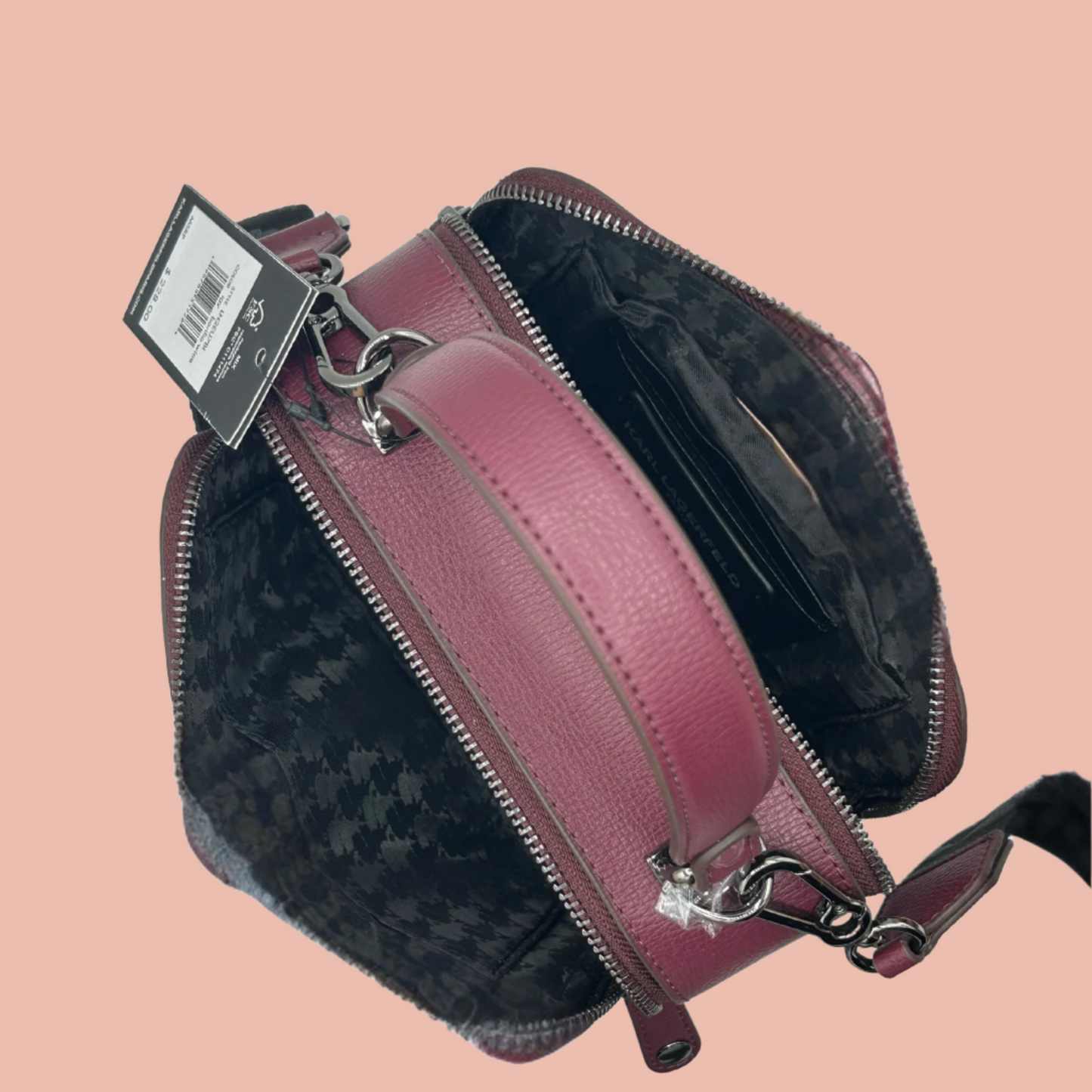 Karl Lagerfeld Burgundy 2-Zipper Crossbody