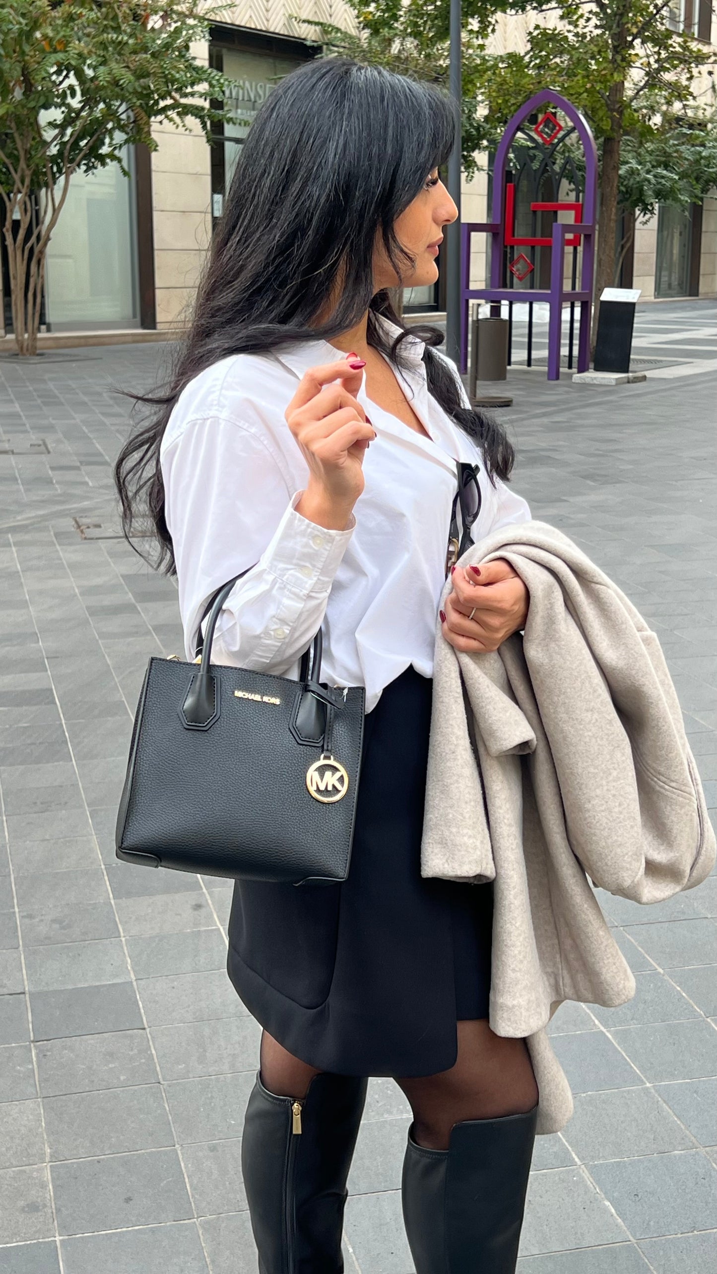 Michael Kors Mercer Medium Logo and Leather Accordion Crossbody Bag