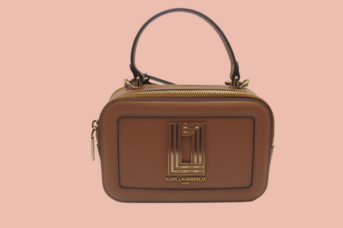 Karl Lagerfeld Camel Simone Leather Camera Crossbody
