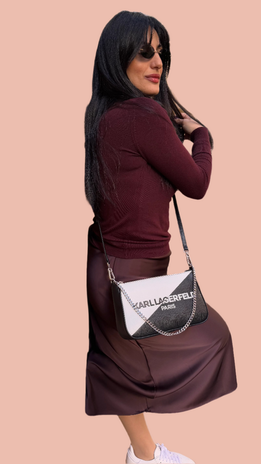 Karl Lagerfeld Black & White Crossbody/Shoulder Bag