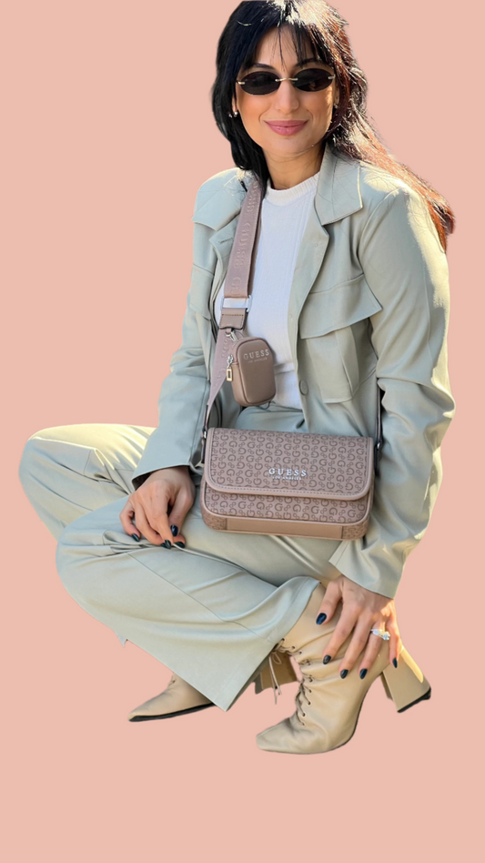Guess Draven mini crossbody bag with flap and pouch