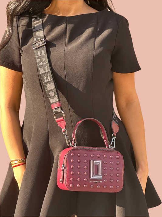 Karl Lagerfeld Burgundy 2-Zipper Crossbody