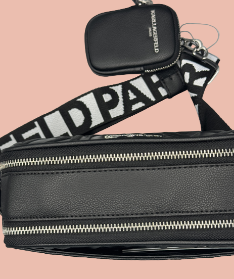 Karl Lagerfeld Embossed Logo Crossbody Bag – Black