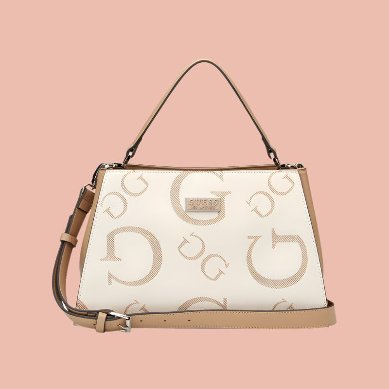 GUESS AVERI Brown & Beige Tote/Shoulder Bag