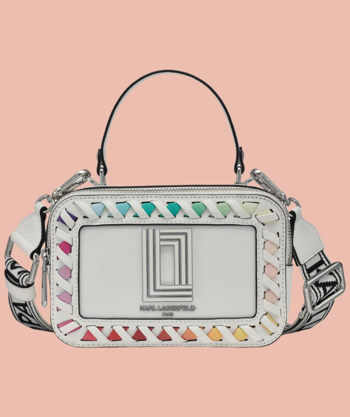 Karl Lagerfeld Silver & White Bag with Color Accents