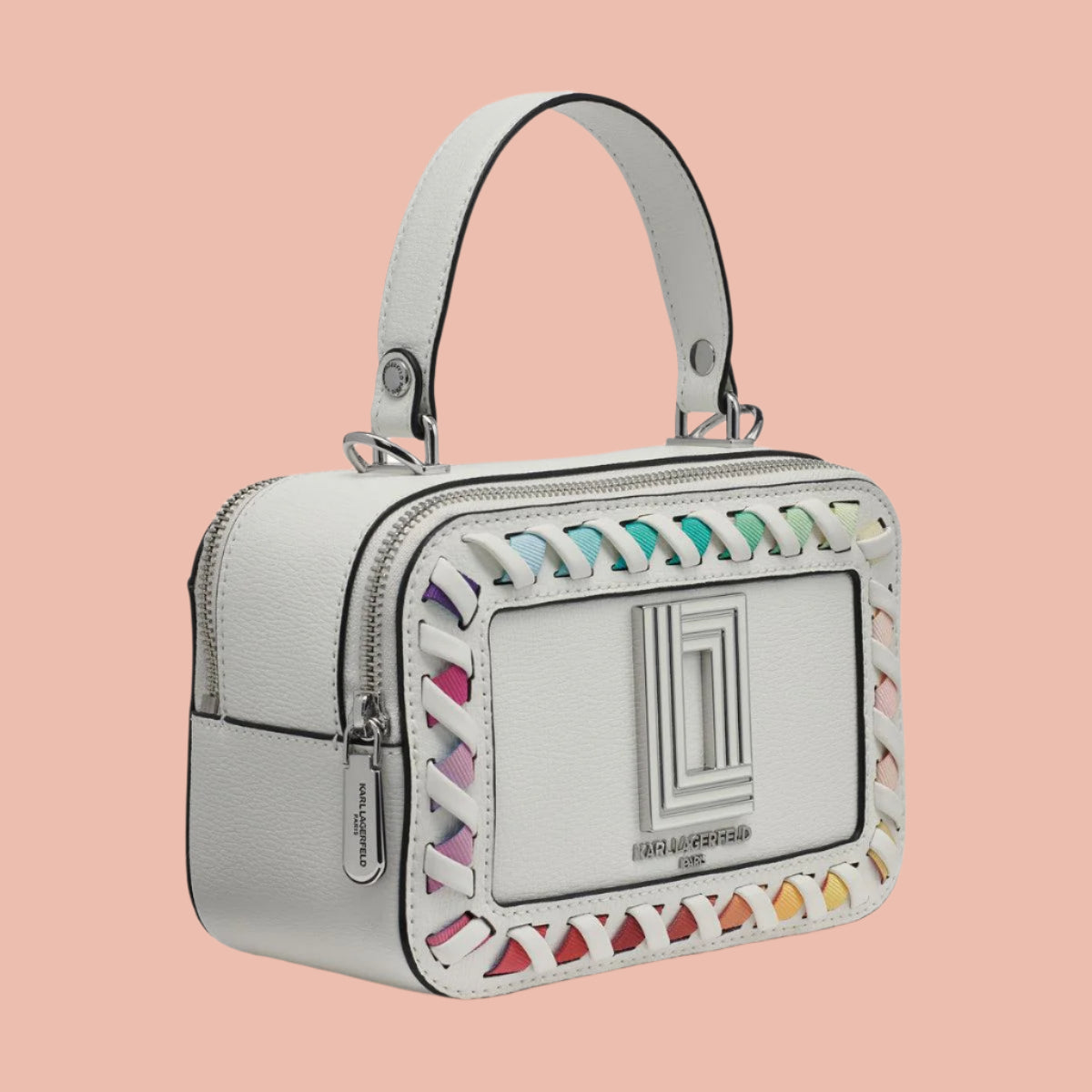 Karl Lagerfeld Silver & White Bag with Color Accents