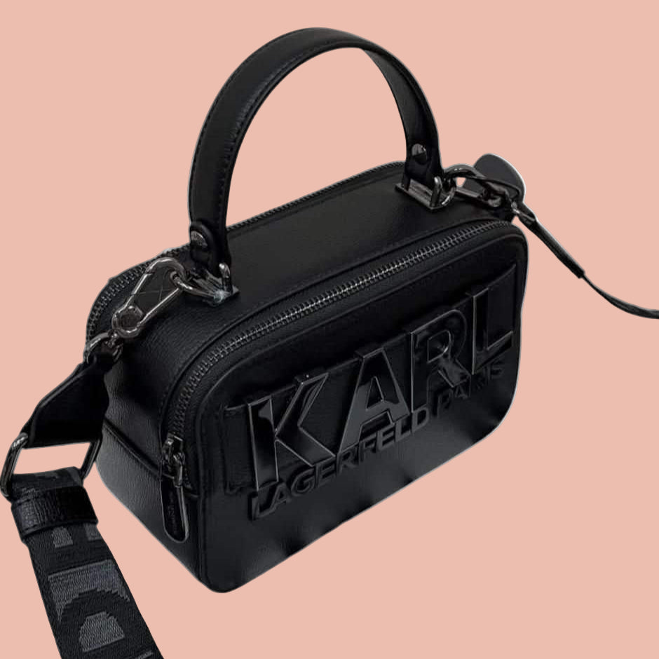 Karl Lagerfeld Black Crossbody Bag with Logo Strap