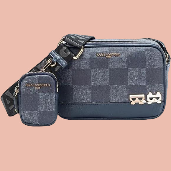Karl Lagerfeld Denim Crossbody Bag with Logo Strap