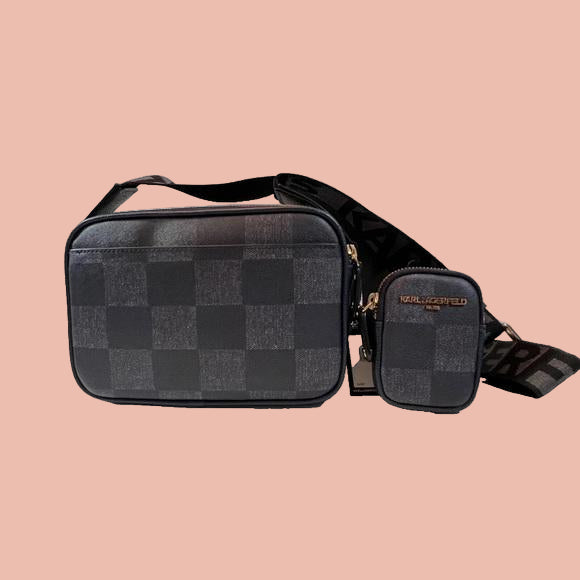 Karl Lagerfeld Denim Crossbody Bag with Logo Strap