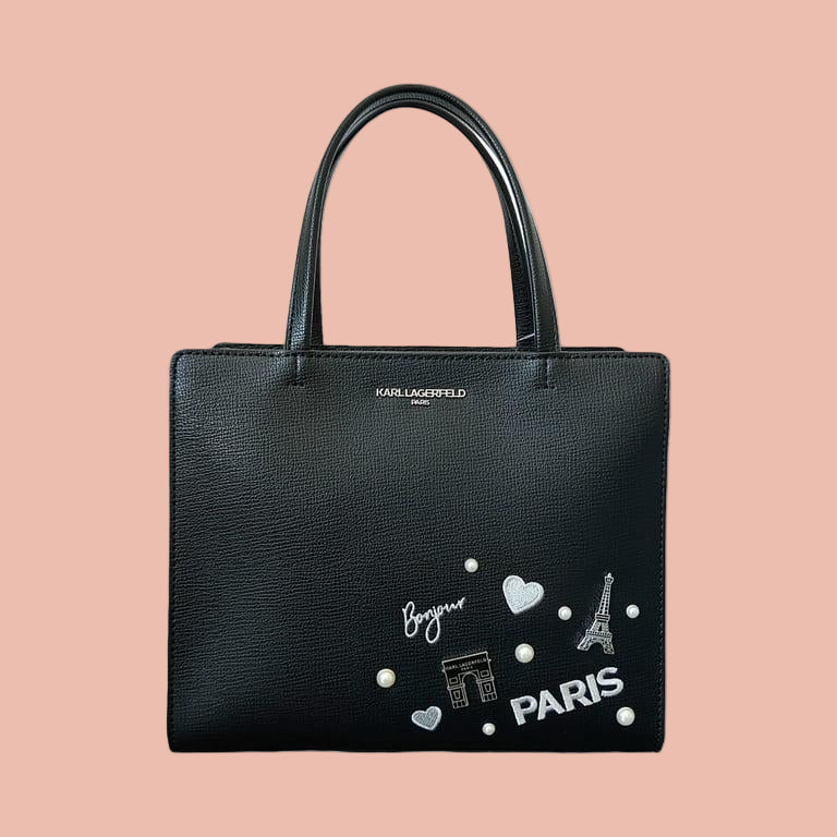 Karl Lagerfeld Black Shoulder Bag with Motifs
