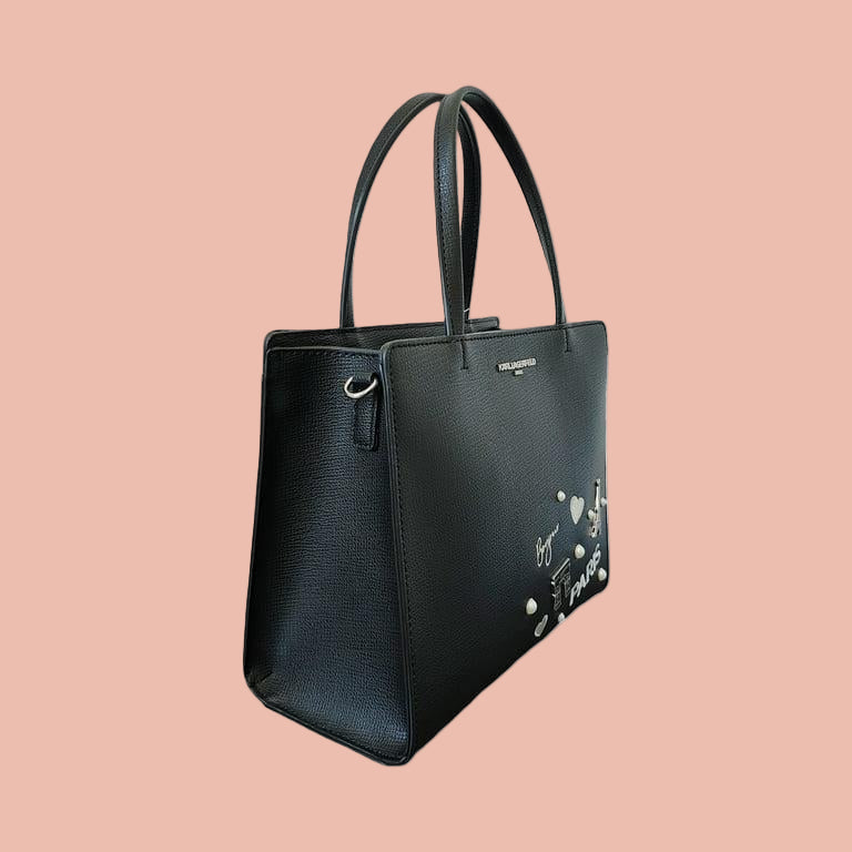 Karl Lagerfeld Black Shoulder Bag with Motifs
