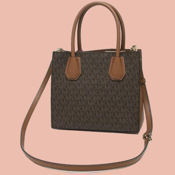 Michael Kors Mercer Medium Logo and Leather Accordion Crossbody Bag