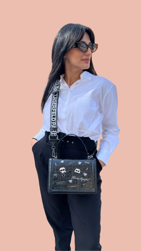Karl Lagerfeld Simone leather flap crossbody