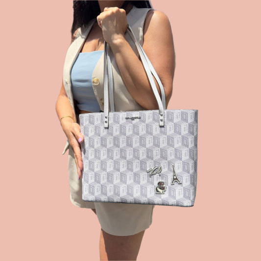 Karl Lagerfeld Maybelle Tote White with logo