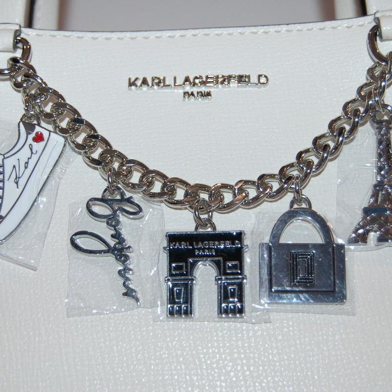 Karl Lagerfeld Satchel with Crossbody Strap & Hanging Motif