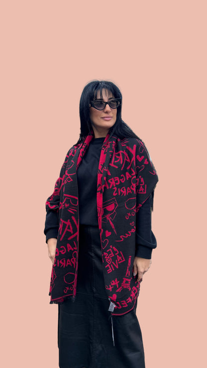 Karl Lagerfeld Reversible Logo Scarf in 2 colors