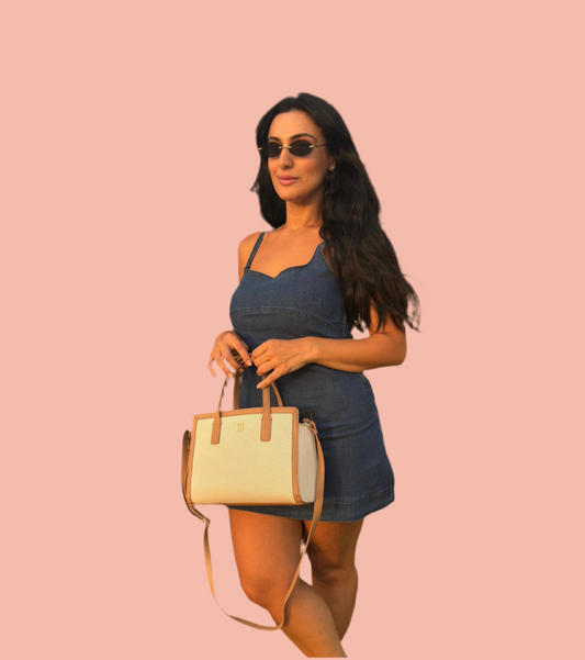 Tommy Hilfiger Brown & Beige Tote Bag