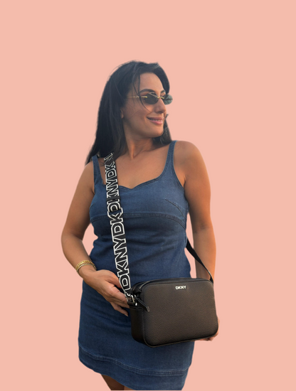 DKNY Black Crossbody Bag with Logo Strap