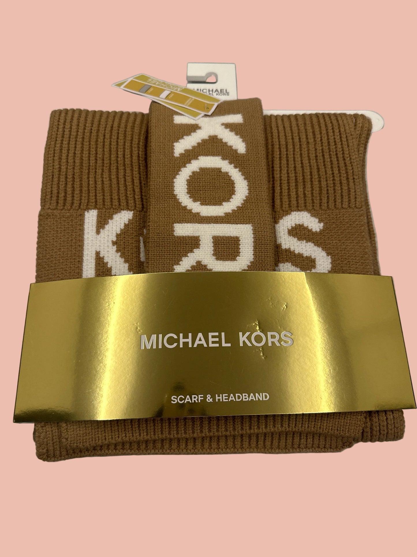 Michael Kors Fisherman Rib Knit Scarf and Headband Set