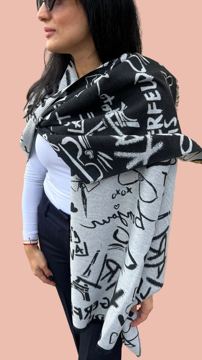 Karl Lagerfeld Reversible Logo Scarf in 2 colors