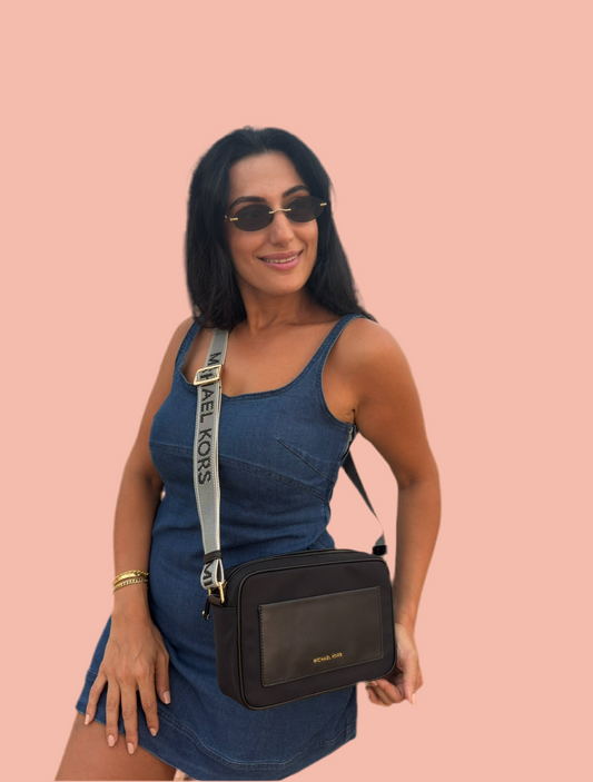 Michael Kors Cross Body - Black Bag with Logo Strap