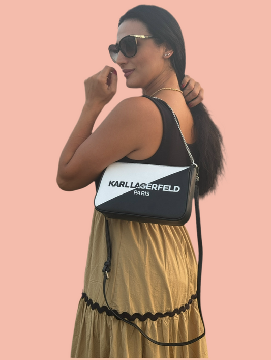 Karl Lagerfeld Black & White Crossbody/Shoulder Bag