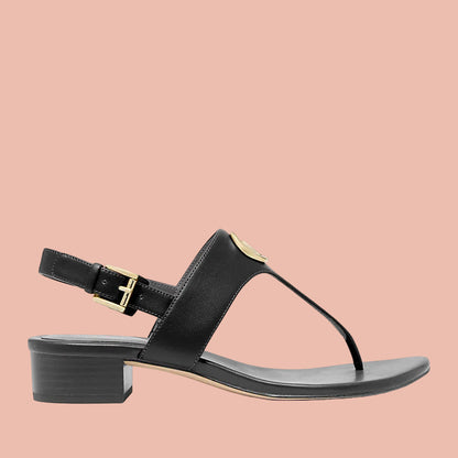 Black Michael Kors Hannah Signature Logo T-Strap Sandal