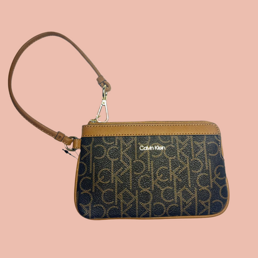 Calvin Klein Wristlet in Brown/Camel