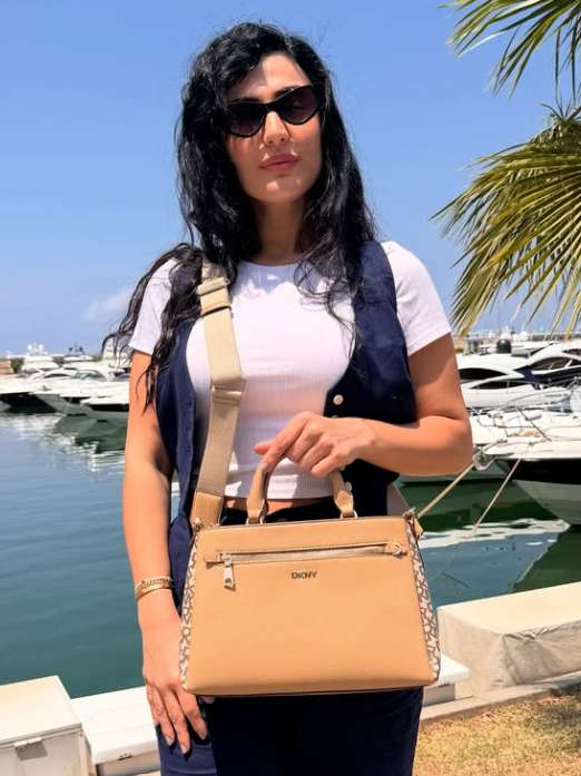 DKNY Satchel with Strap in Camel