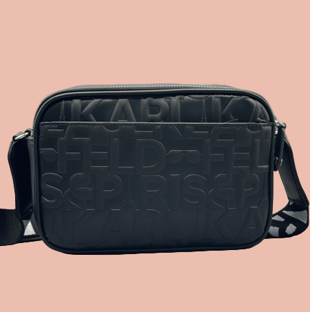 Karl Lagerfeld Embossed Logo Crossbody Bag – Black