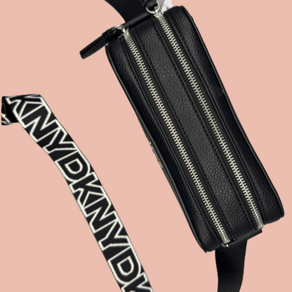 DKNY Black Crossbody Bag with Logo Strap