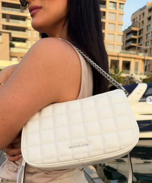 Michael Kors White Bag with Silver Hardware