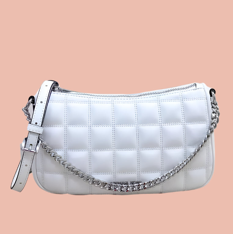Michael Kors White Bag with Silver Hardware