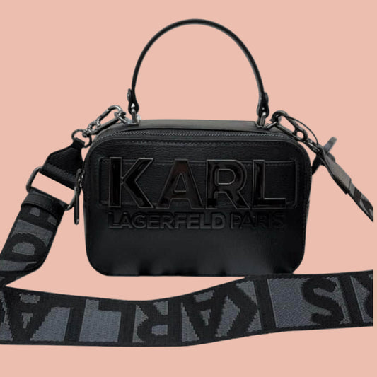 Karl Lagerfeld Black Crossbody Bag with Logo Strap