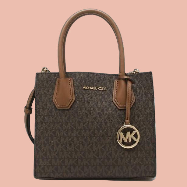 Michael Kors Mercer Medium Logo and Leather Accordion Crossbody Bag