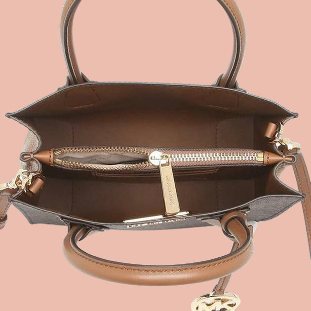 Michael Kors Mercer Medium Logo and Leather Accordion Crossbody Bag