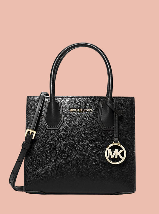 Michael Kors Mercer Medium Logo and Leather Accordion Crossbody Bag